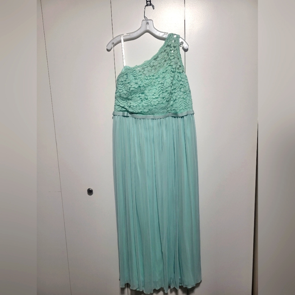 David's Bridal F17063 - Long One Shoulder Corded Lace Dress